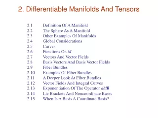 2. Differentiable Manifolds And Tensors