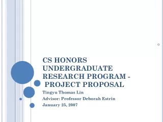 cs honors undergraduate research program project proposal