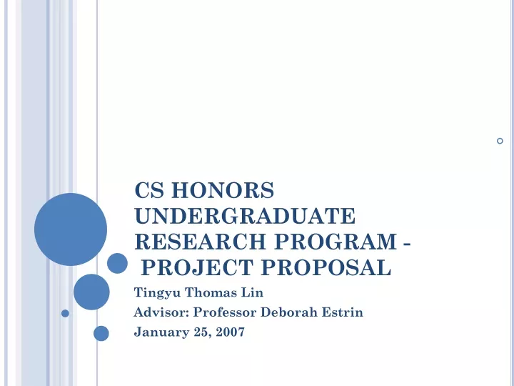 cs honors undergraduate research program project proposal