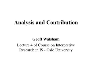 Analysis and Contribution