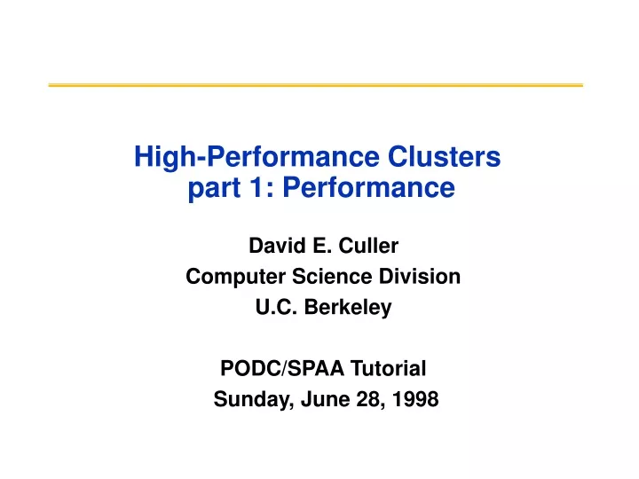 high performance clusters part 1 performance