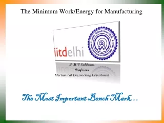 The Minimum Work/Energy for Manufacturing