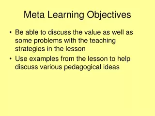 Meta Learning Objectives
