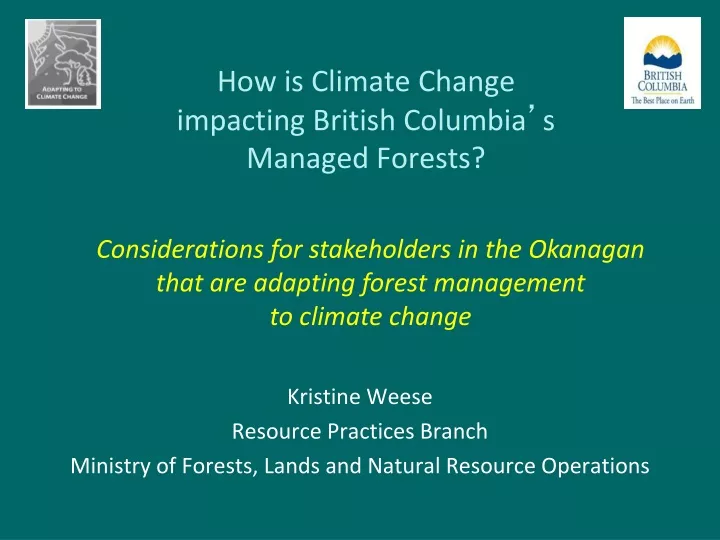 how is climate change impacting british columbia s managed forests
