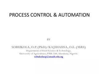 PROCESS CONTROL &amp; AUTOMATION