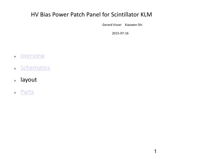 hv bias power patch panel for scintillator