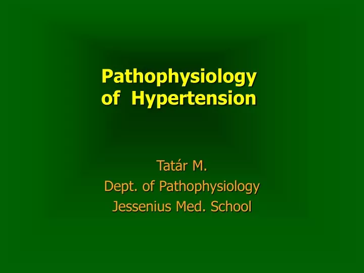 pathophysiology of hypertension