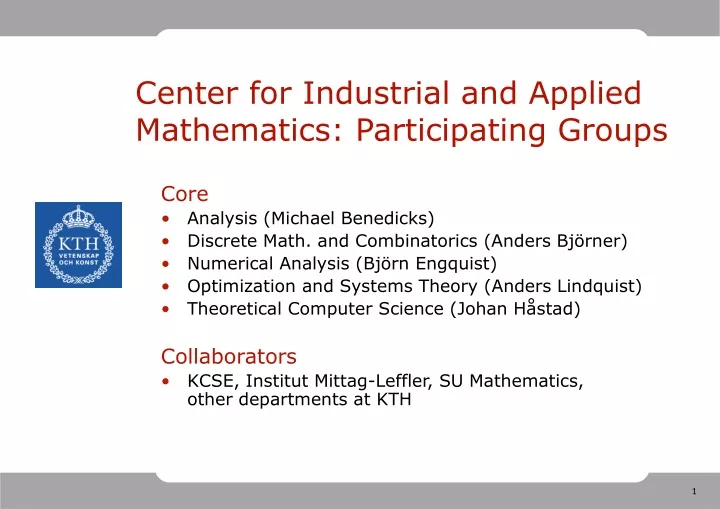center for industrial and applied mathematics participating groups