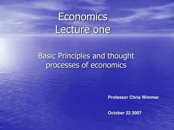 economics lecture one