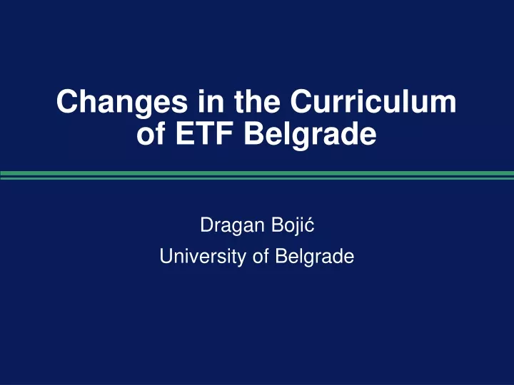 changes in the curriculum of etf belgrade