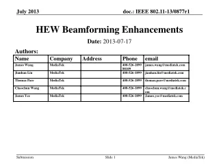HEW Beamforming Enhancements