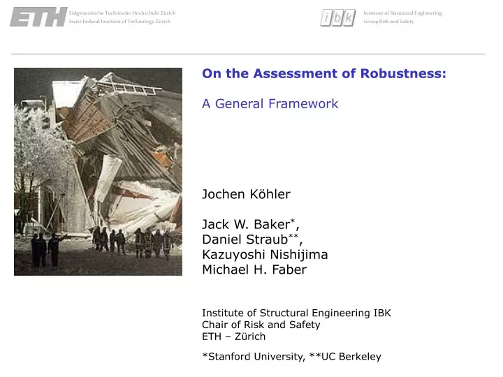 on the assessment of robustness a general