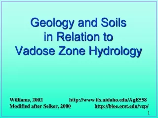 Geology and Soils  in Relation to  Vadose Zone Hydrology