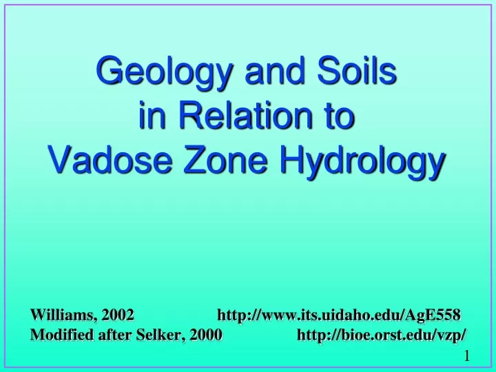 geology and soils in relation to vadose zone hydrology