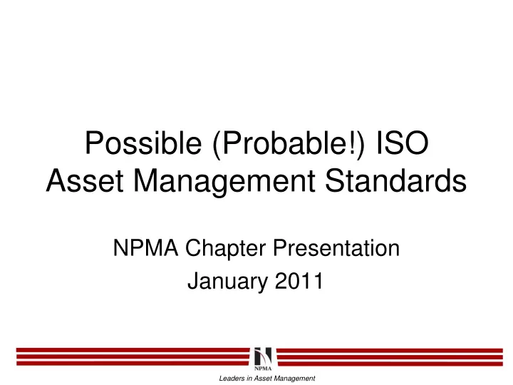 possible probable iso asset management standards