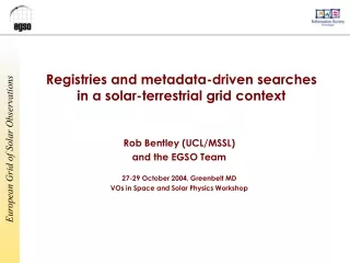 Registries and metadata-driven searches in a solar-terrestrial grid context