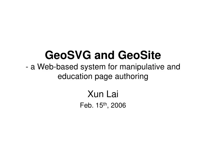 geosvg and geosite a web based system for manipulative and education page authoring