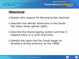 Explain why support for Reconstruction declined.