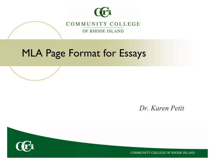 mla page format for essays