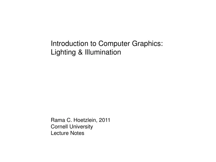 introduction to computer graphics lighting