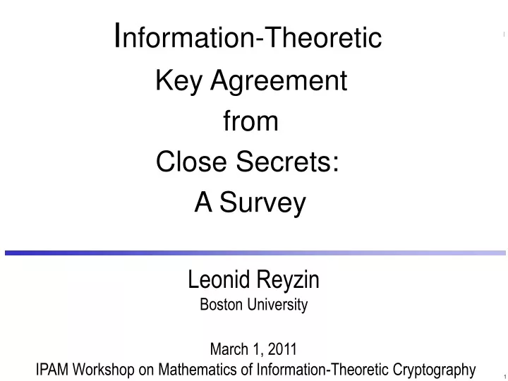 i nformation theoretic key agreement from close secrets a survey
