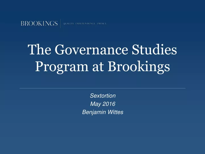 the governance studies program at brookings
