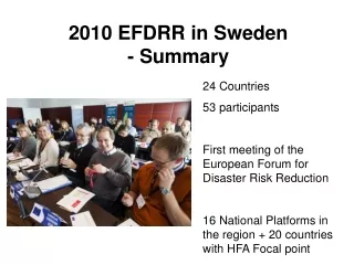2010 EFDRR in Sweden  -  Summary