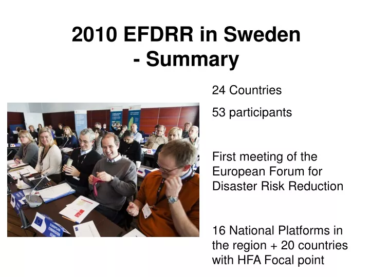 2010 efdrr in sweden summary