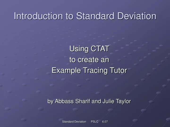 introduction to standard deviation