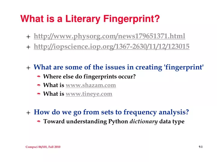 what is a literary fingerprint