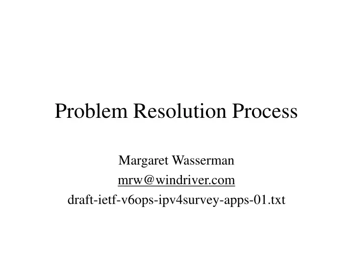 problem resolution process