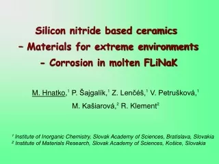 Silicon nitride based ceramics  – Materials for extreme environments - Corrosion in molten FLiNaK