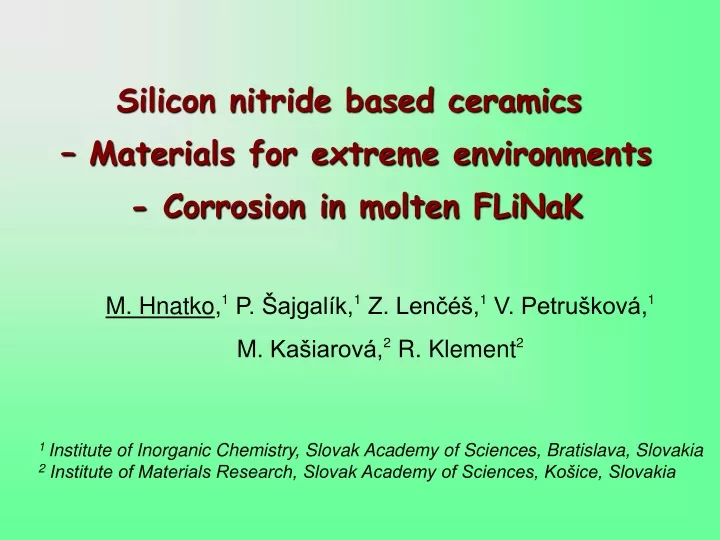 silicon nitride based ceramics materials