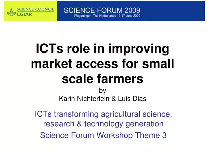 icts role in improving market access for small scale farmers by karin nichterlein luis dias