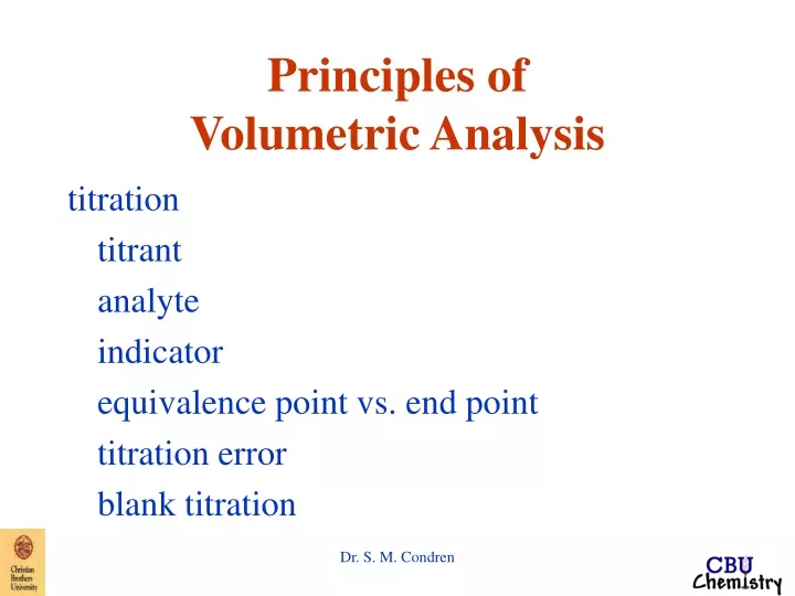 principles of volumetric analysis