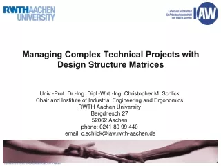 Managing Complex Technical Projects with Design Structure Matrices
