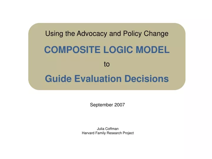 using the advocacy and policy change composite