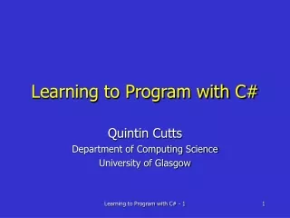 Learning to Program with C#