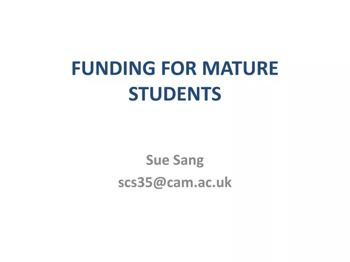 funding for mature students
