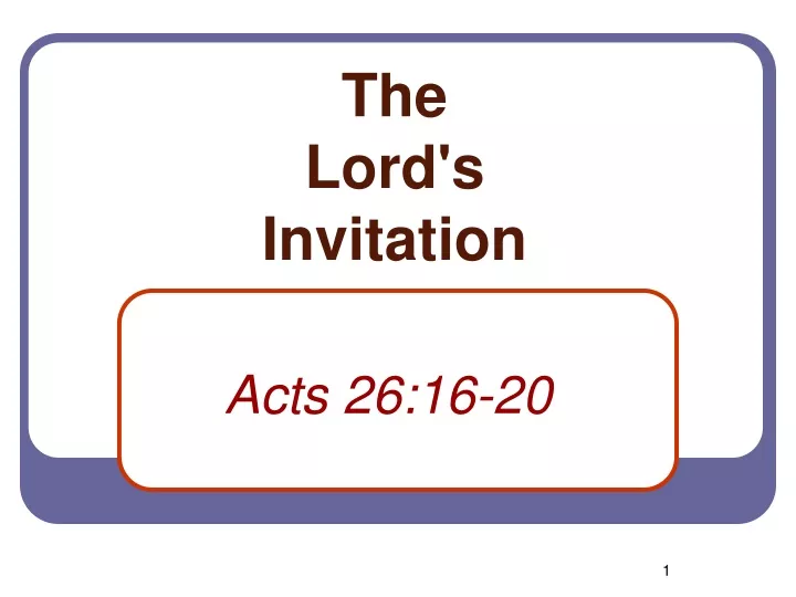 the lord s invitation