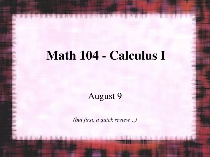 math 104 calculus i