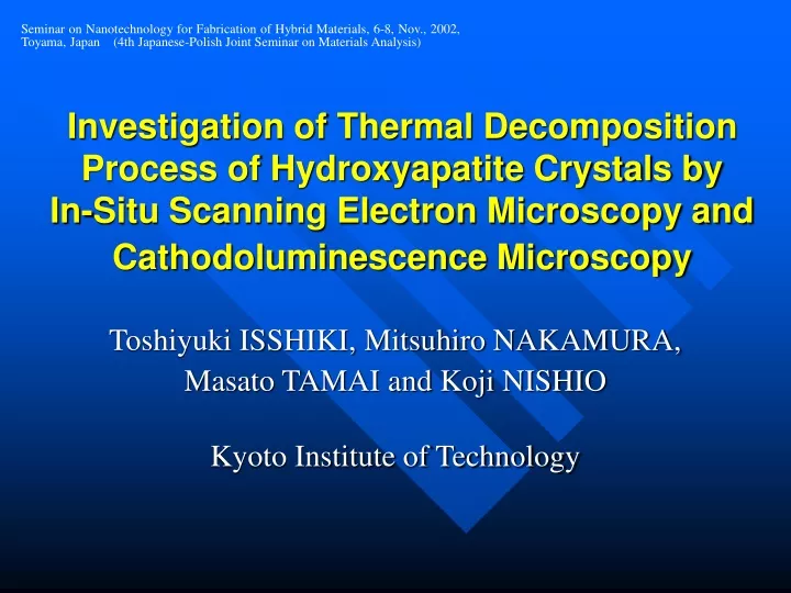 seminar on nanotechnology for fabrication