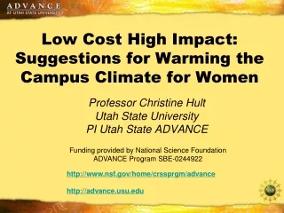 Low Cost High Impact: Suggestions for Warming the Campus Climate for Women