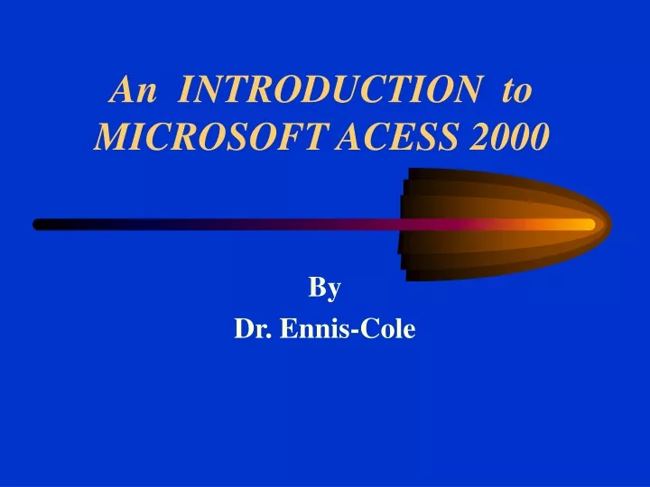 an introduction to microsoft acess 2000