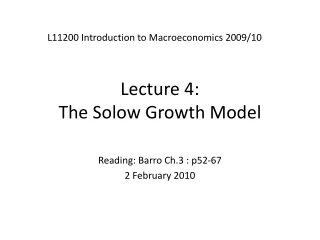 Lecture 4:  The Solow Growth Model