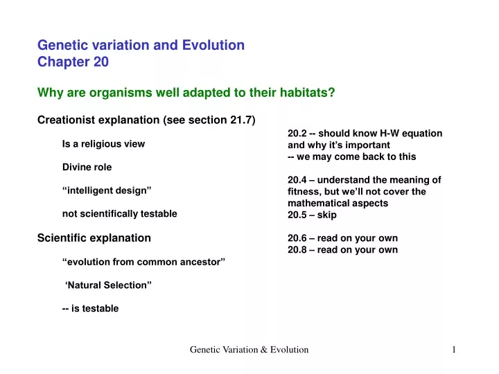 genetic variation and evolution chapter