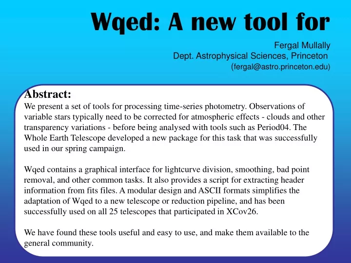 wqed a new tool for