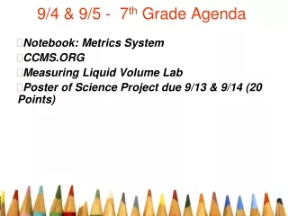 9/4 &amp; 9/5 -  7 th  Grade Agenda