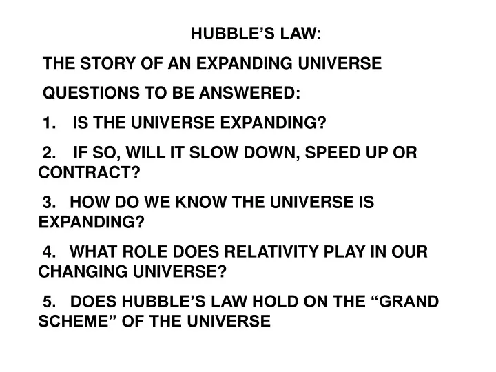 hubble s law the story of an expanding universe