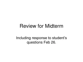 Review for Midterm